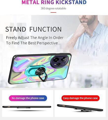 Compatible with Cricket Icon PRO 2026 Case Compatible for Cricket Icon Pro Soft TPU Cover with Built-in Metal Ring Holder Kickstand [Support Car Magnetic] Hands Free | Multi-Colored Art Wavy in Saudi Arabia