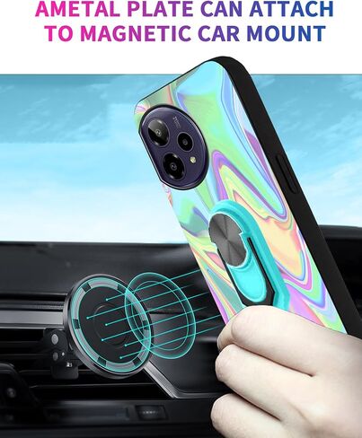 Compatible with Cricket Icon PRO 2026 Case Compatible for Cricket Icon Pro Soft TPU Cover with Built-in Metal Ring Holder Kickstand [Support Car Magnetic] Hands Free | Multi-Colored Art Wavy in Saudi Arabia
