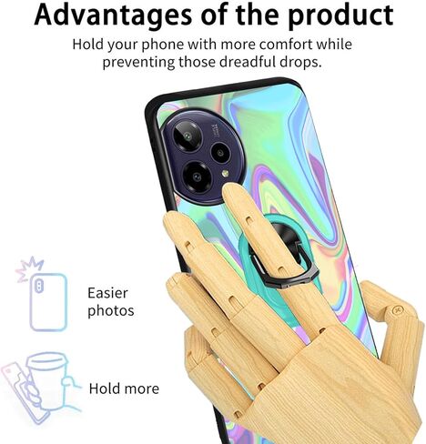 Compatible with Cricket Icon PRO 2026 Case Compatible for Cricket Icon Pro Soft TPU Cover with Built-in Metal Ring Holder Kickstand [Support Car Magnetic] Hands Free | Multi-Colored Art Wavy in Saudi Arabia