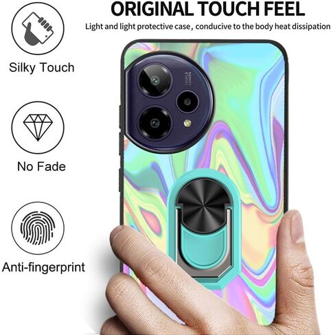 Compatible with Cricket Icon PRO 2026 Case Compatible for Cricket Icon Pro Soft TPU Cover with Built-in Metal Ring Holder Kickstand [Support Car Magnetic] Hands Free | Multi-Colored Art Wavy in Saudi Arabia