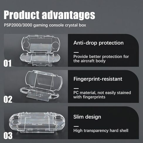 PSP Protective Shell, 1pc Protective Transparent Hard Case Universal Game Console Crystal Protective Cover Shell for PSP 2000 3000 in Saudi Arabia