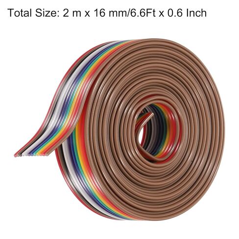 Generic 1 Pcs 12 Pin Flat Rainbow Ribbon Cable 6.6 Ft 1.27mm Pitch Breadboard Jumper Wires for Electronic Projects in Saudi Arabia