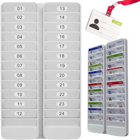 Badge Rack Wall Mount 12/24, Card Holder to Keep Swipe Cards, Room VIP ID Lightweight Durable Plastic, Gray 24 Slots (24 Slots) in Kuwait