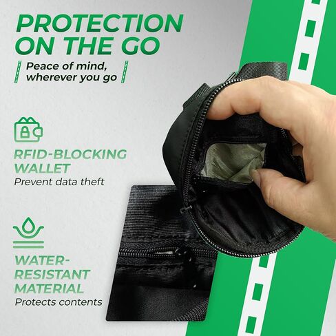 حزام هاتف كروس مع محفظة - حزام نايلون قابل للتعديل مع أجزاء معدنية، ومحفظة RFID وسوار معصم قابل للفصل - محفظة سفر بدون استخدام اليدين للنساء والرجال in Saudi Arabia