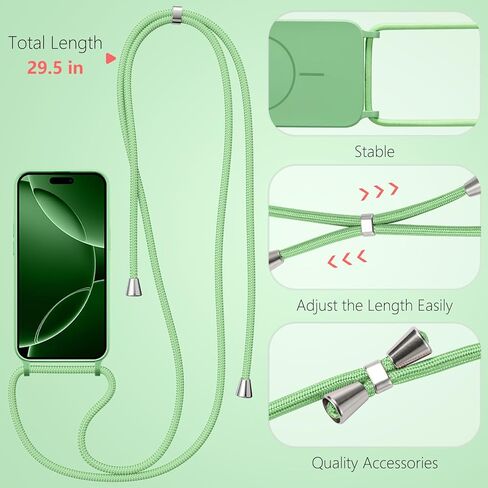 Magnetic Crossbody Case for iPhone 13 Pro Max 6.7", Liquid Silicone Case with Adjustable Shoulder Neck Lanyard Strap,[Compatible with MagSafe] Protective Phone Cover-Cedar Green in Kuwait