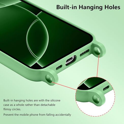 Magnetic Crossbody Case for iPhone 13 Pro Max 6.7", Liquid Silicone Case with Adjustable Shoulder Neck Lanyard Strap,[Compatible with MagSafe] Protective Phone Cover-Cedar Green in Kuwait
