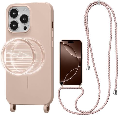 Magnetic Crossbody Case for iPhone 13 Pro Max 6.7", Liquid Silicone Case with Adjustable Shoulder Neck Lanyard Strap,[Compatible with MagSafe] Protective Phone Cover-Cedar Green in Kuwait