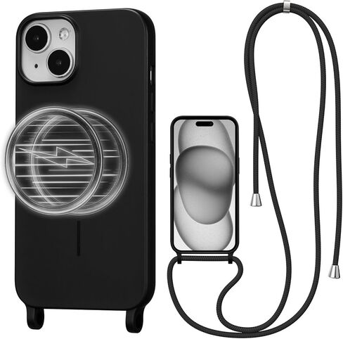 Magnetic Crossbody Case for iPhone 13 Pro Max 6.7", Liquid Silicone Case with Adjustable Shoulder Neck Lanyard Strap,[Compatible with MagSafe] Protective Phone Cover-Cedar Green in Kuwait