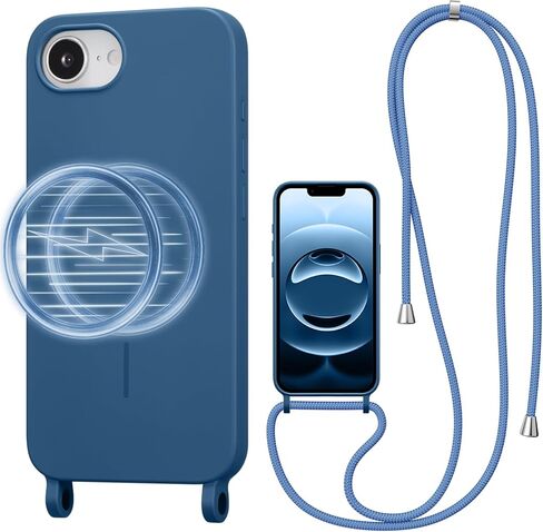 Magnetic Crossbody Case for iPhone 13 Pro Max 6.7", Liquid Silicone Case with Adjustable Shoulder Neck Lanyard Strap,[Compatible with MagSafe] Protective Phone Cover-Cedar Green in Kuwait