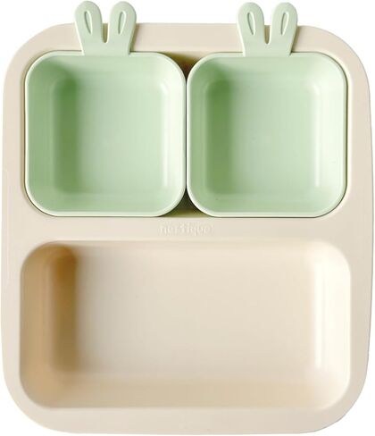NESTIQUE Rabbit Mini Plate for Baby | Non-Slip Suction Baby & Toddler Plate | BPA-Free Kids Dinnerware | Divided Design | Heat Resistant Microwave and Dishwasher Safe (Luminary Green) in Saudi Arabia