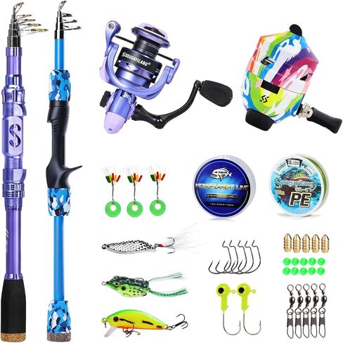 Sougayilang Portable Telescopic Fishing Combo for Family - Adjustable Carbon Fiber Pole & Smooth Reel, Complete Saltwater/Freshwater Kit for Adults and Kids in Saudi Arabia