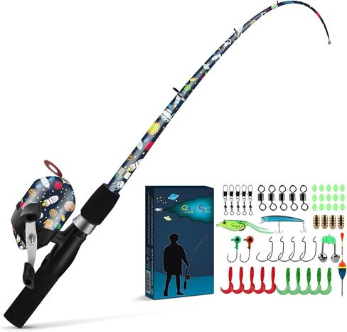 Kids Fishing Pole Set, Kids Telescopic Fishing Rod & Reel Combo for Children Boys Girls Ages 4-8, Universe Trave in Kuwait