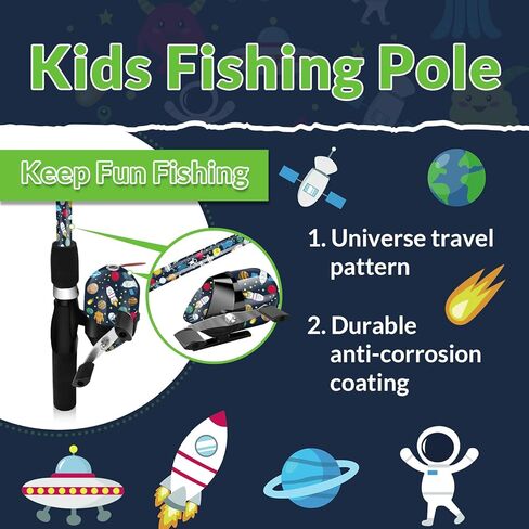 Kids Fishing Pole Set, Kids Telescopic Fishing Rod & Reel Combo for Children Boys Girls Ages 4-8, Universe Trave in Kuwait