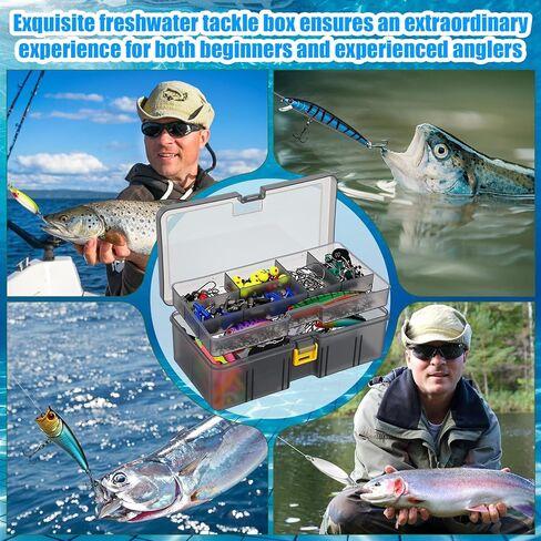 Fishing Lures Kit Removable Tackle Box for Saltwater with Hooks, Weights, Bobbers, Pliers, Rigs, Leaders, Line, Sinker Swivels for Men(443 Pcs,443 Pcs Fishing Lures Accessories Kit) in Saudi Arabia