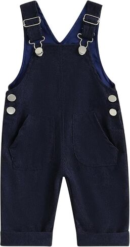 Baby Boys Girl Suspender Jumpsuit Loose Fit Solid Color Trousers with Pockets Toddler Adjustable Buckle Outfit in Kuwait
