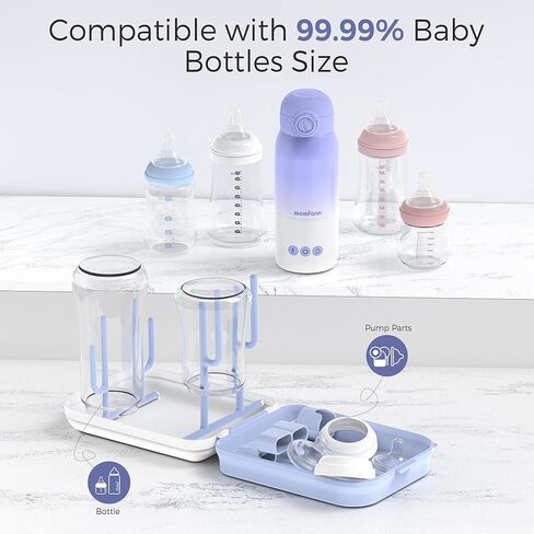 MOMFANN Baby Bottle Brush Set, 8 in 1 Magnetic Cleaner Bottle Brush Kit | Drying Rack for Baby Bottle, Breast Pumps, Nipples in Saudi Arabia