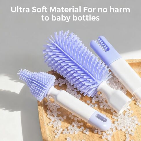 MOMFANN Baby Bottle Brush Set, 8 in 1 Magnetic Cleaner Bottle Brush Kit | Drying Rack for Baby Bottle, Breast Pumps, Nipples in Saudi Arabia