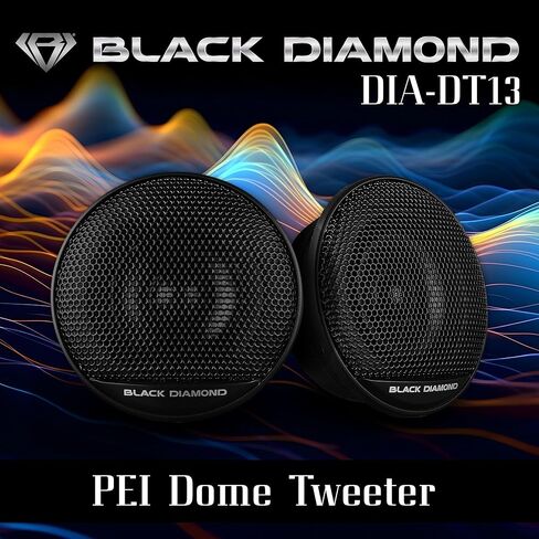 مكبر صوت BLACK DIAMOND DIA-DT13 مقاس 1 بوصة PEI - زوج، قطر 2.3 بوصة، 4 أوم، قوة ذروة 180 وات، مكبر صوت عالي التردد للسيارة in Saudi Arabia