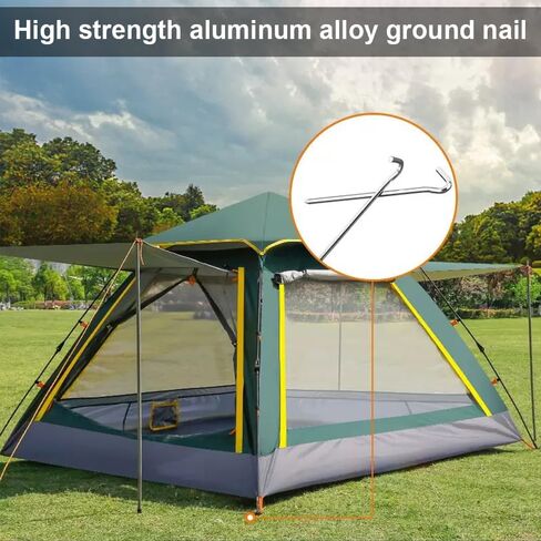 7 Inch 6Pcs Tent Stakes Heavy Duty, Metal Garden Stakes for Gardening Canopies Tent Pegs Yard and Outdoor Decorations, Tent Accessories, Silver in Saudi Arabia