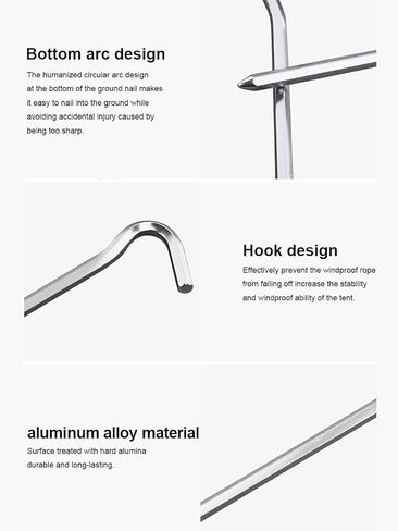 7 Inch 6Pcs Tent Stakes Heavy Duty, Metal Garden Stakes for Gardening Canopies Tent Pegs Yard and Outdoor Decorations, Tent Accessories, Silver in Saudi Arabia