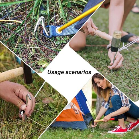 7 Inch 6Pcs Tent Stakes Heavy Duty, Metal Garden Stakes for Gardening Canopies Tent Pegs Yard and Outdoor Decorations, Tent Accessories, Silver in Saudi Arabia