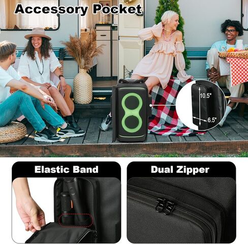 حافظة مكبر صوت TXEsign متوافقة مع JBL PartyBox 520، غطاء حمل مكبر صوت محمول مع جيوب بسحاب حقيبة تخزين لـ JBL PartyBox 520 in Saudi Arabia