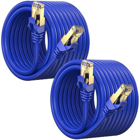 Cat 7 Ethernet Cable 3 ft - (2 Pack) High-Speed Cat7 Internet & Network LAN Patch Cables, RJ45 Connectors - Perfect for Gaming, Streaming, and More (Black and Blue) in Saudi Arabia