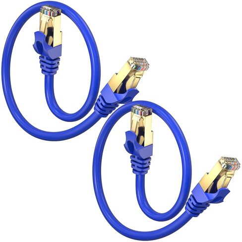 كابل إيثرنت Cat 7 بطول 3 أقدام - (عبوتان) كابلات تصحيح Cat7 للإنترنت والشبكة المحلية عالية السرعة، وموصلات RJ45 - مثالية للألعاب والبث والمزيد (أسود وأزرق) in Saudi Arabia
