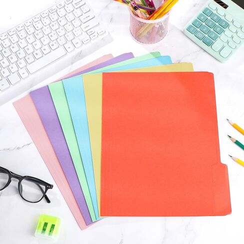 144 Pcs Extra Capacity Colored Hanging File Folders Letter Size Manila Folders with 1/5 Cut Adjustable Tabs1/3 Cut Tab Assorted Positions File Organizer Office Supplies(Bright Color) in Saudi Arabia