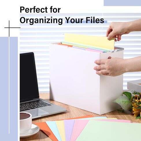 144 Pcs Extra Capacity Colored Hanging File Folders Letter Size Manila Folders with 1/5 Cut Adjustable Tabs1/3 Cut Tab Assorted Positions File Organizer Office Supplies(Bright Color) in Saudi Arabia