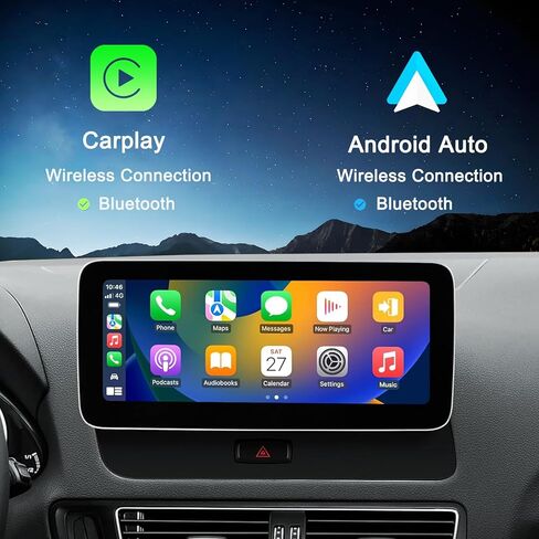 شاشة لمس لاسلكية Carplay Android مقاس 10.25 بوصة لسيارة Audi Q5 2009-2016 مع ملحقات سيارة الوسائط المتعددة 2 Din دعم ستيريو تلقائي لكاميرا المصنع ونسخ تشغيل فيديو USB in Kuwait