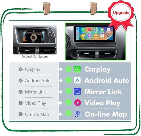شاشة لمس لاسلكية Carplay Android مقاس 10.25 بوصة لسيارة Audi Q5 2009-2016 مع ملحقات سيارة الوسائط المتعددة 2 Din دعم ستيريو تلقائي لكاميرا المصنع ونسخ تشغيل فيديو USB in Kuwait