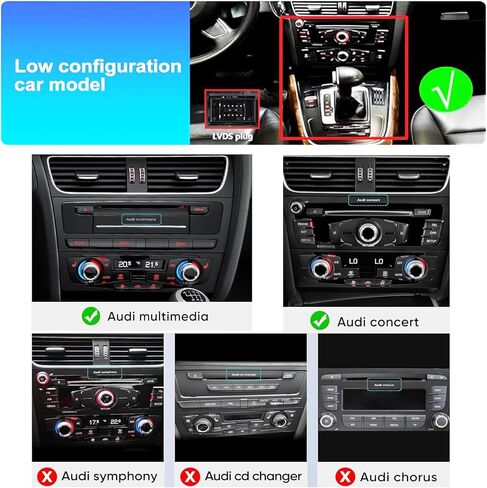 شاشة لمس لاسلكية Carplay Android مقاس 10.25 بوصة لسيارة Audi Q5 2009-2016 مع ملحقات سيارة الوسائط المتعددة 2 Din دعم ستيريو تلقائي لكاميرا المصنع ونسخ تشغيل فيديو USB in Kuwait
