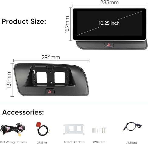 شاشة لمس لاسلكية Carplay Android مقاس 10.25 بوصة لسيارة Audi Q5 2009-2016 مع ملحقات سيارة الوسائط المتعددة 2 Din دعم ستيريو تلقائي لكاميرا المصنع ونسخ تشغيل فيديو USB in Kuwait