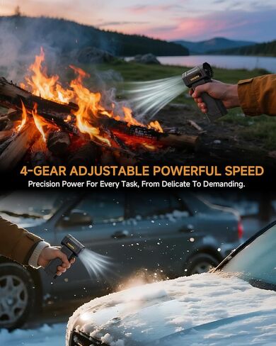 منفضة هواء مضغوط، منفضة هواء كهربائية مع محرك قوي بدون فرش 40 مم، منفاخ يدوي صغير لاسلكي بأربعة سرعات مع ضوء LED، مروحة توربينية قابلة لإعادة الشحن بقدرة 27.75 وات في الساعة للوحة المفاتيح والسيارة والمنزل والخارج in Kuwait