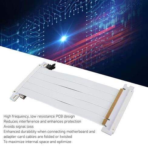 PUSOKEI PCIE 4.0 x16 كابل تمديد موسع، كابل تمديد بطاقة رسومات GPU مزدوج الجوانب عكسي 180 درجة لمنافذ PCI E لـ RX 7900 7800 7700 7600 7500، إلخ (أبيض) in Kuwait