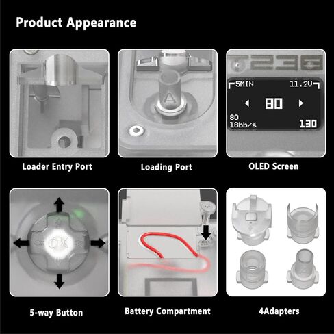 Smart Auto Loader PRO Edition – Airsoft Magazines Electric BB Speed Loader PRO Edition, 21BB/s High-Speed, OLED Display, 1800rd Capacity, Anti-Stall Protection with 4 Adapters in Kuwait