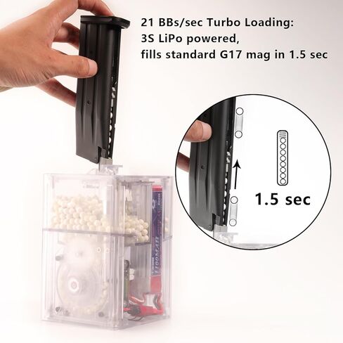 Smart Auto Loader PRO Edition – Airsoft Magazines Electric BB Speed Loader PRO Edition, 21BB/s High-Speed, OLED Display, 1800rd Capacity, Anti-Stall Protection with 4 Adapters in Kuwait