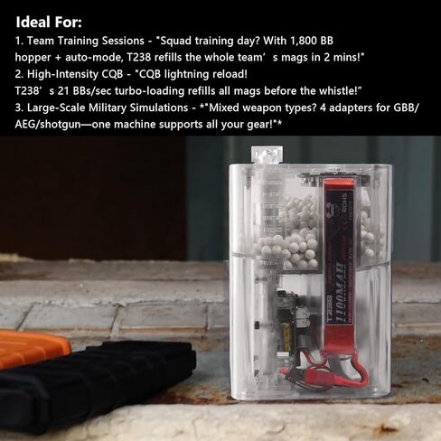 Smart Auto Loader PRO Edition – Airsoft Magazines Electric BB Speed Loader PRO Edition, 21BB/s High-Speed, OLED Display, 1800rd Capacity, Anti-Stall Protection with 4 Adapters in Kuwait