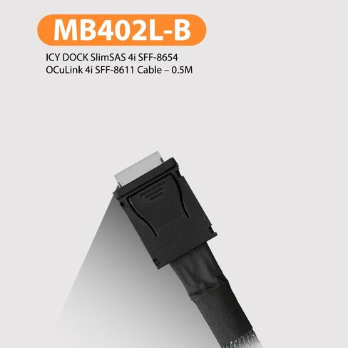 ICY DOCK MB402L-B Data Cable - SlimSAS 4i SFF-8654 to OCuLink 4i SFF-8611 Cable – 0.5M in Saudi Arabia