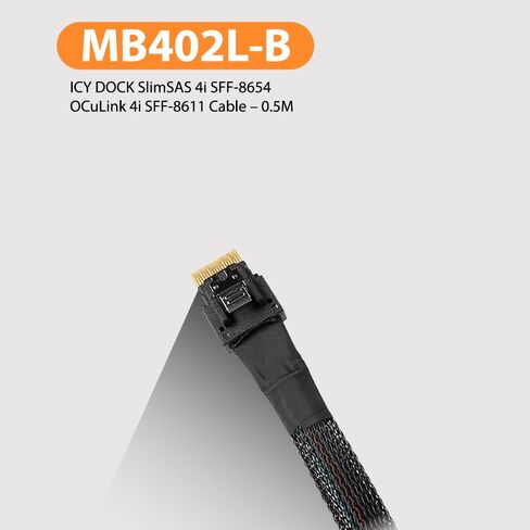 ICY DOCK MB402L-B Data Cable - SlimSAS 4i SFF-8654 to OCuLink 4i SFF-8611 Cable – 0.5M in Saudi Arabia