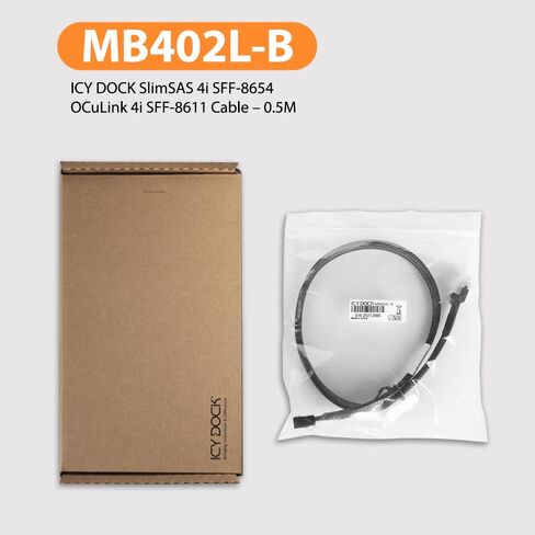 ICY DOCK MB402L-B Data Cable - SlimSAS 4i SFF-8654 to OCuLink 4i SFF-8611 Cable – 0.5M in Saudi Arabia