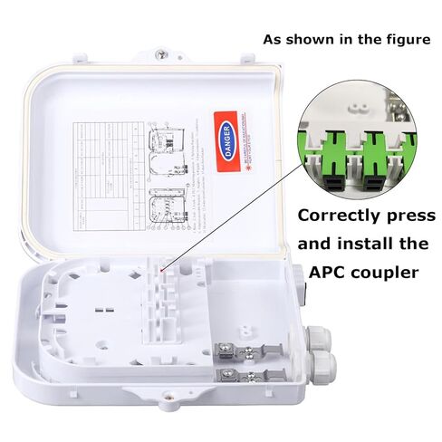 Fiber Optic Distribution Box, 8 Port Wall Mount Enclosure with 8 SC APC Adapters, Singlemode, FTTH, IP65 Waterproof Outdoor/Indoor Use(with 1pc 1 to 8 SC/APC Steel Tube PLC Splitter in Saudi Arabia