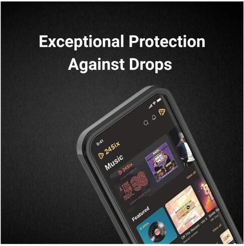 حافظة 24Six FamilyPlayer2 MP3 مع طبقات صلبة من مادة TPU ممتصة للصدمات وقبضة مزخرفة (أسود) in Kuwait