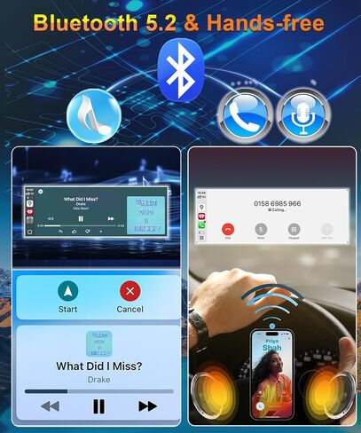 أجهزة استقبال ستيريو للسيارة مقاس 6.5 بوصات مع Apple CarPlay اللاسلكي، وشاشة IPS تعمل باللمس 1280 × 452، وبلوتوث السيارة 5.2، وراديو السيارة FM AM، وكاميرا احتياطية، وشحن سريع USB من النوع C، ونظام Android Auto، ونظام تحديد المواقع العالمي (GPS) in Kuwait