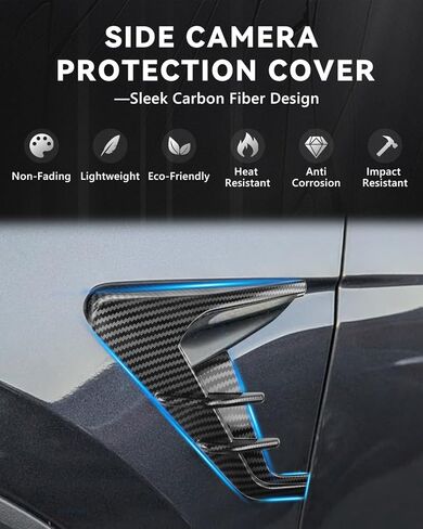 2 PCS Side Camera Indicator Protection Cover for 2024-2026 Tesla Model Y Juniper HW4.0, Side Camera Caps Cover Decoration Accessories for Tesla Model Y with HW4.0 (Carbon Fiber Pattern in Saudi Arabia