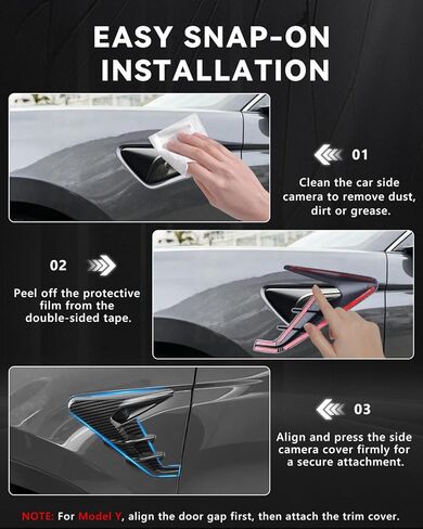 2 PCS Side Camera Indicator Protection Cover for 2024-2026 Tesla Model Y Juniper HW4.0, Side Camera Caps Cover Decoration Accessories for Tesla Model Y with HW4.0 (Carbon Fiber Pattern in Saudi Arabia