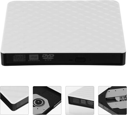 NUOBESTY External DVD Drive USB 3.0 Burner Writer, Portable CD DVD ROM Rewriter for Laptop Desktop, White USB Optical Drive Compatible with Windows and Other Operating Systems, for Media in Saudi Arabia