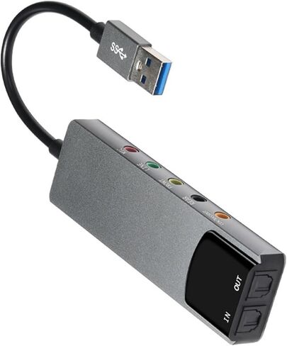 محول بطاقة صوت USB بقناة 5.1، محول صوت USB خارجي لبطاقة الصوت مع واجهة 3.5 ملم وواجهة USB 2.0 لجهاز ألعاب الكمبيوتر المحمول in Saudi Arabia