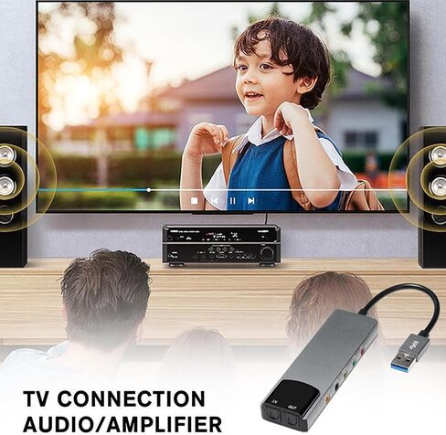 محول بطاقة صوت USB بقناة 5.1، محول صوت USB خارجي لبطاقة الصوت مع واجهة 3.5 ملم وواجهة USB 2.0 لجهاز ألعاب الكمبيوتر المحمول in Saudi Arabia